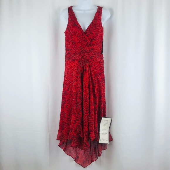 London Times Dresses & Skirts - London Times Silk ruched bodice longer in back sleeveless midi dress NWT 8